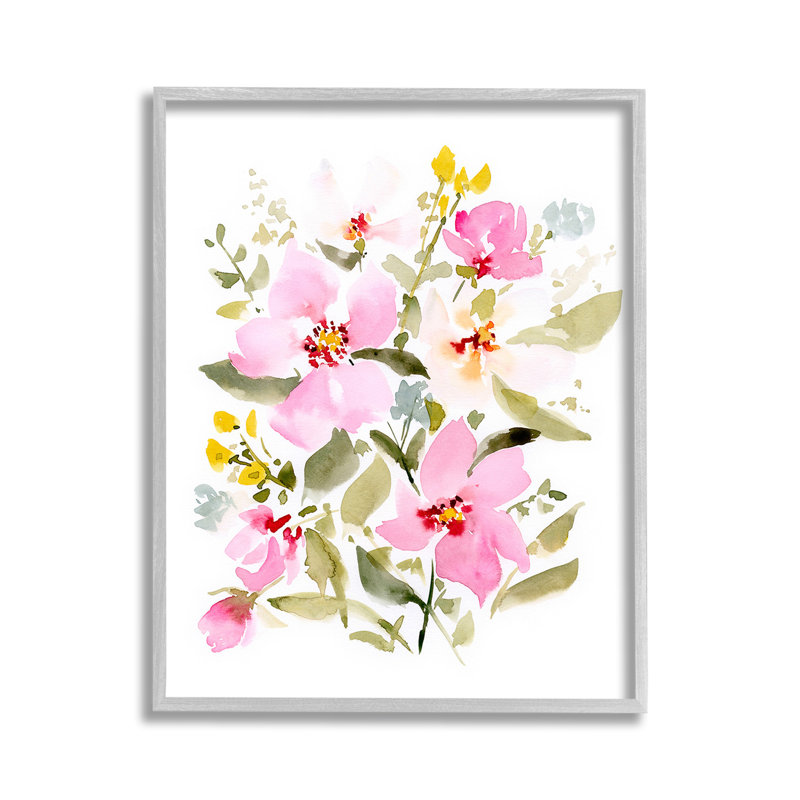 Motif rose, giclée, art par Victoria, Giclée encadrée noir minuit, H 14 po x l 11 po