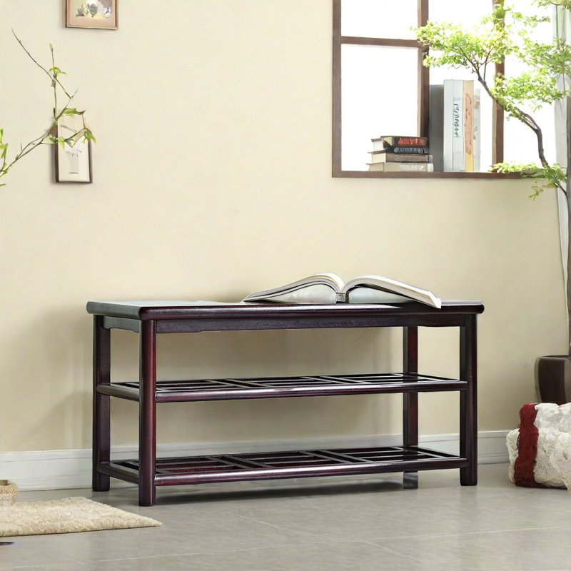 Banc de rangement pour chaussures en bois massif 8 paires