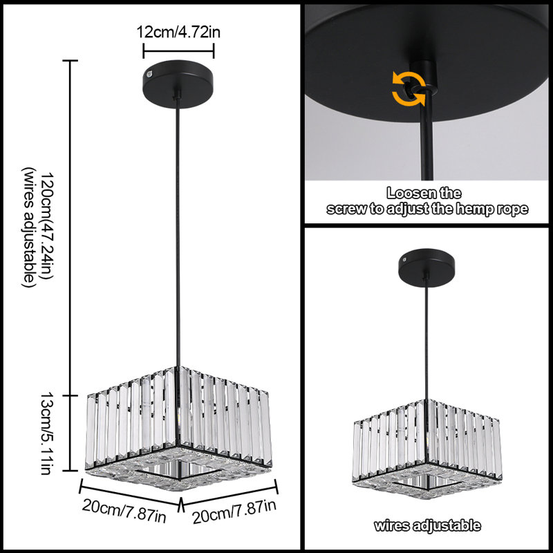 Aiham 1 - Light Square/Rectangle Pendant, Matte Black