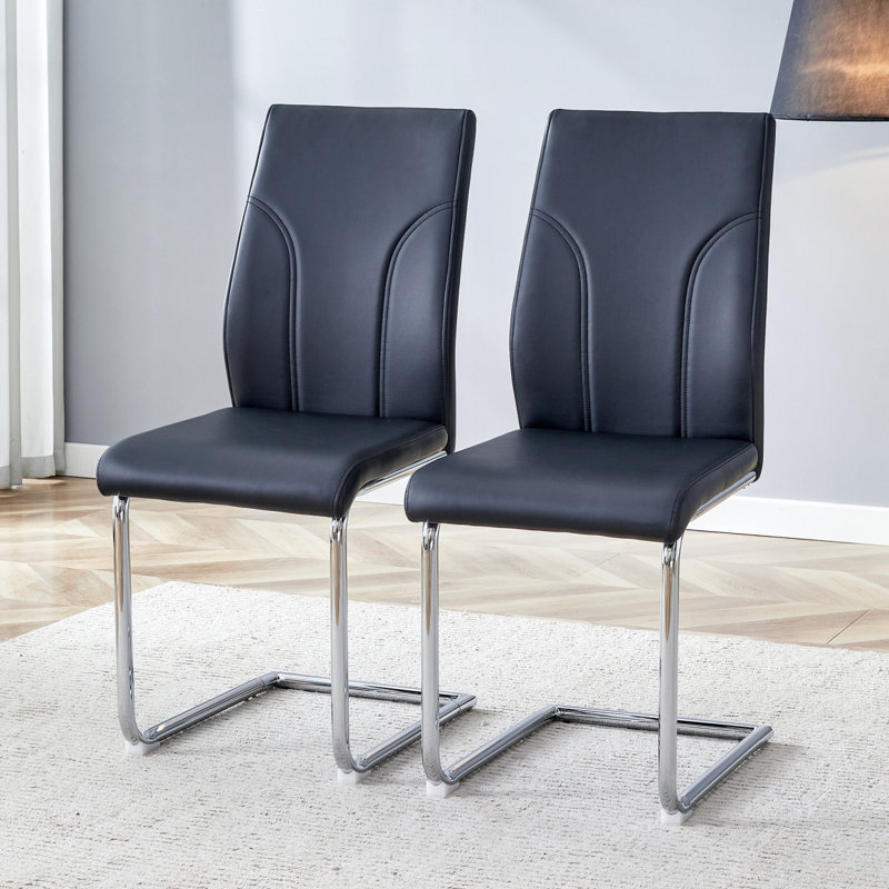 Ensemble de chaise de salle à manger, ensemble de chaise de salle à manger, siège à haut dossier en matériau PU et fauteuil à pieds robustes