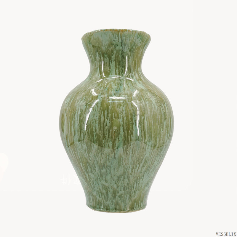 7.9x11.8 Inch Sage Green Sculptural Ceramic Vase