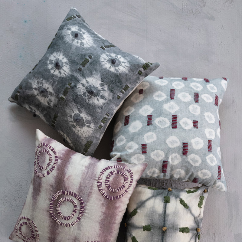 Tie Dye Textiles Embroidered Pillow Cover