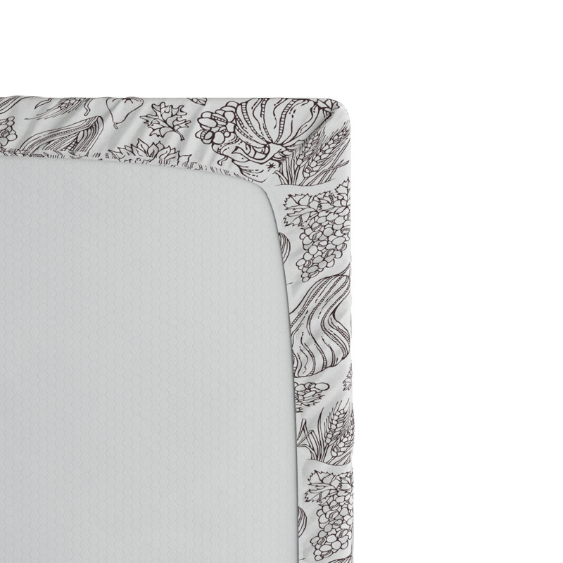 Microfiber Damask Fitted Sheet, Full Fitted Sheet, Gray Floral