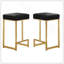 Tabouret à hauteur de comptoir en métal noir et simili cuir de 25 po de hauteur avec base dorée (ensemble de 2)-911005766-911005767