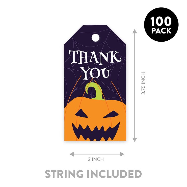 100pcs Halloween Thank You Gift Bag Tags Pink And Black Party Gift