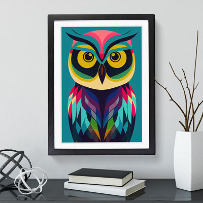 Geometric Owl No.1 Abstract 1 Piece Single Picture Frame Wall Art