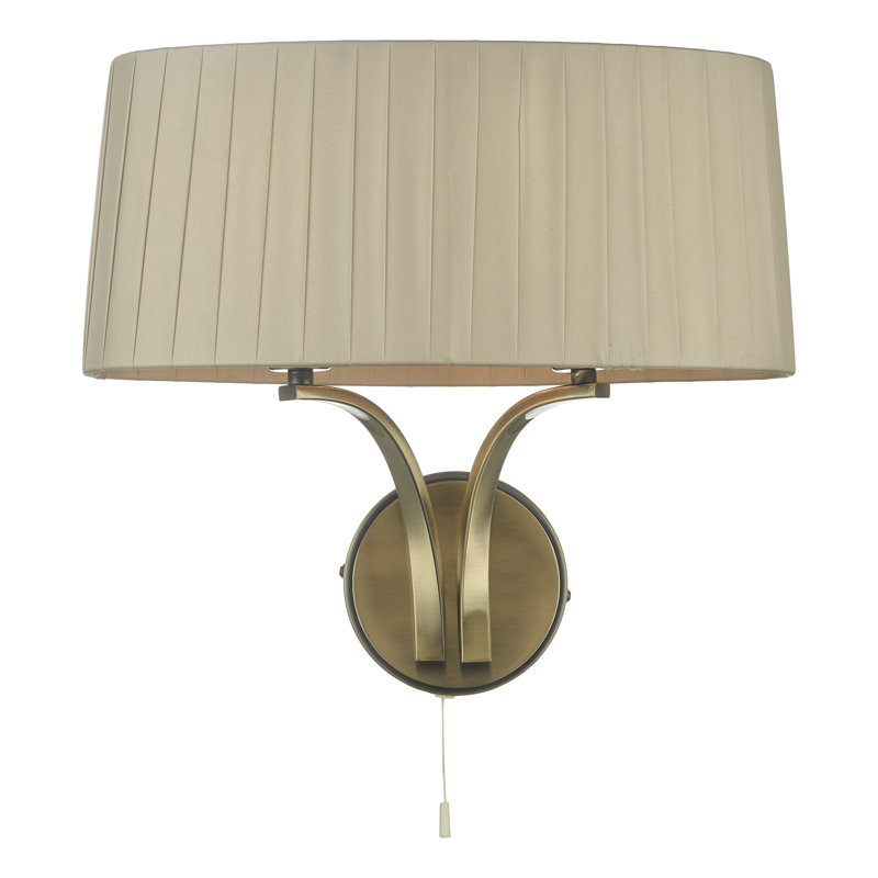 Articombe Candle Wall Light, Antique Brass, Taupe