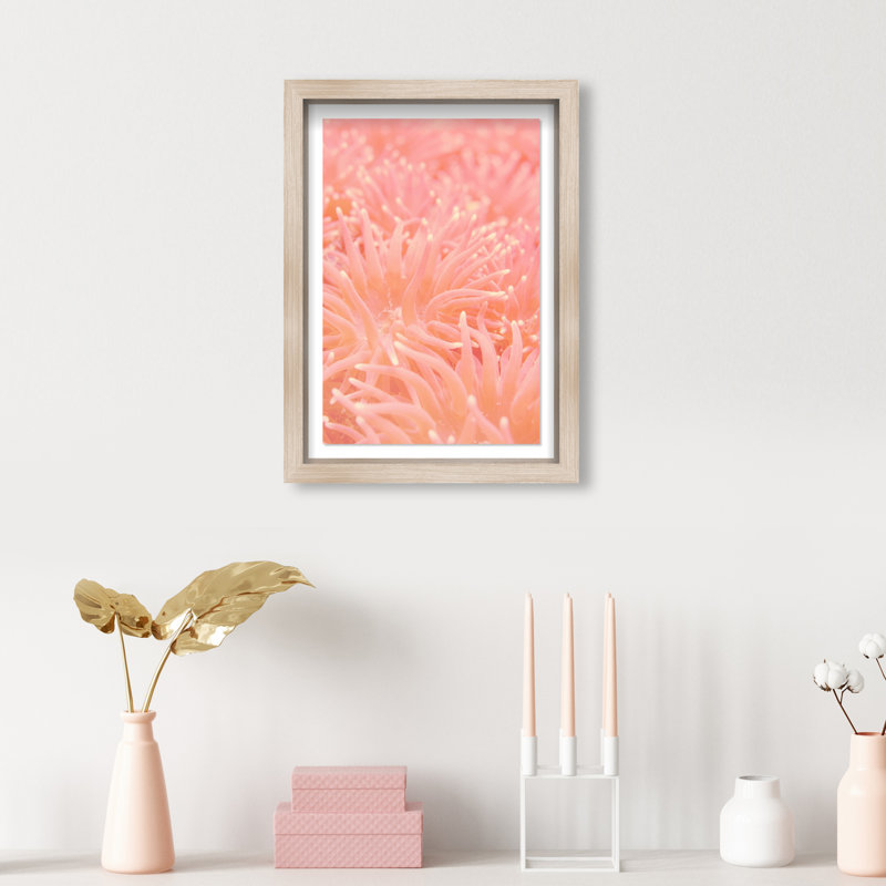 Deep Sea Flowers Shadowbox Nautical & Beach Print by Oliver Gal, Black Frame, 10 x 15, 46.5"H x 31.5"W, Natural Oak Shadowbox