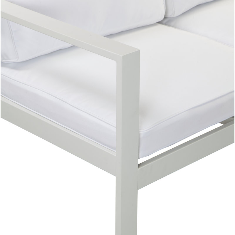 Karen 79" Wide Modern Outdoor Aluminum Patio Sofa with Cushions, White