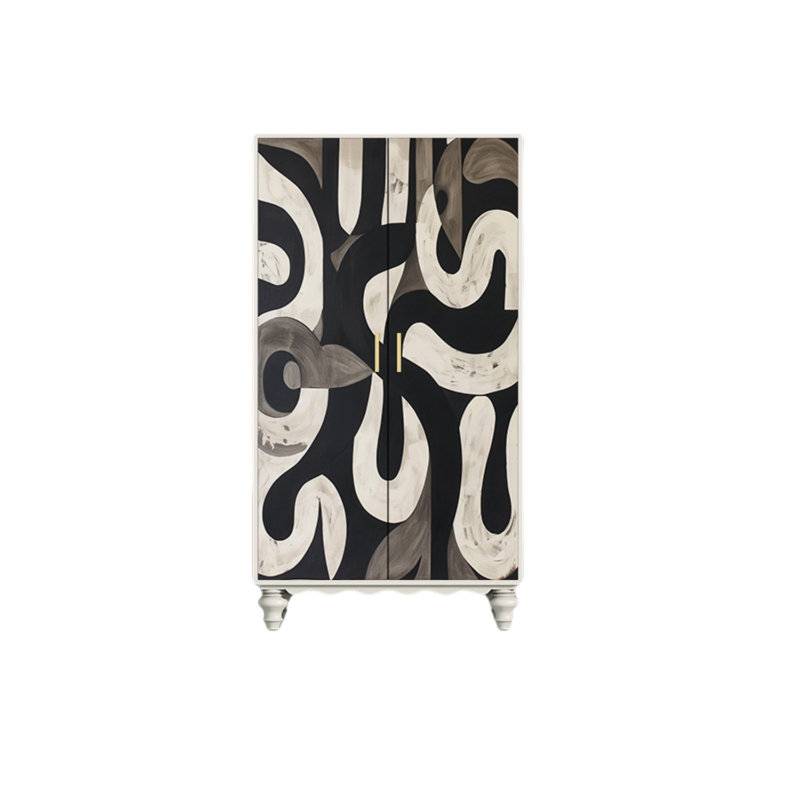 Garde-robe moderne pour chambre double, Noir / blanc ivoire