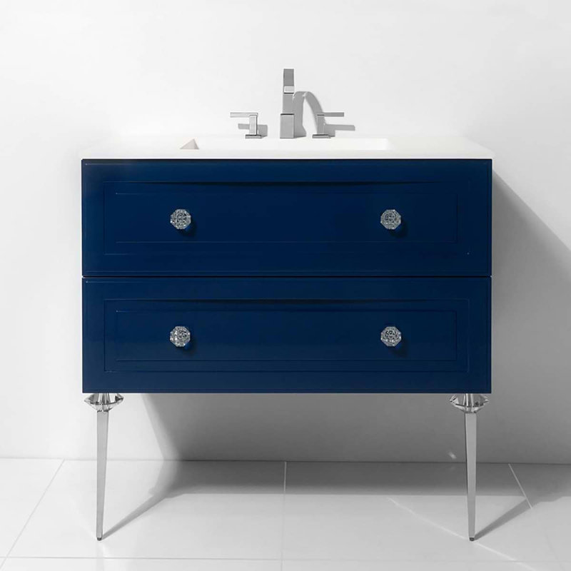 Alma 42.25" Wall Mounted Single Bathroom Vanity with Top, Blue