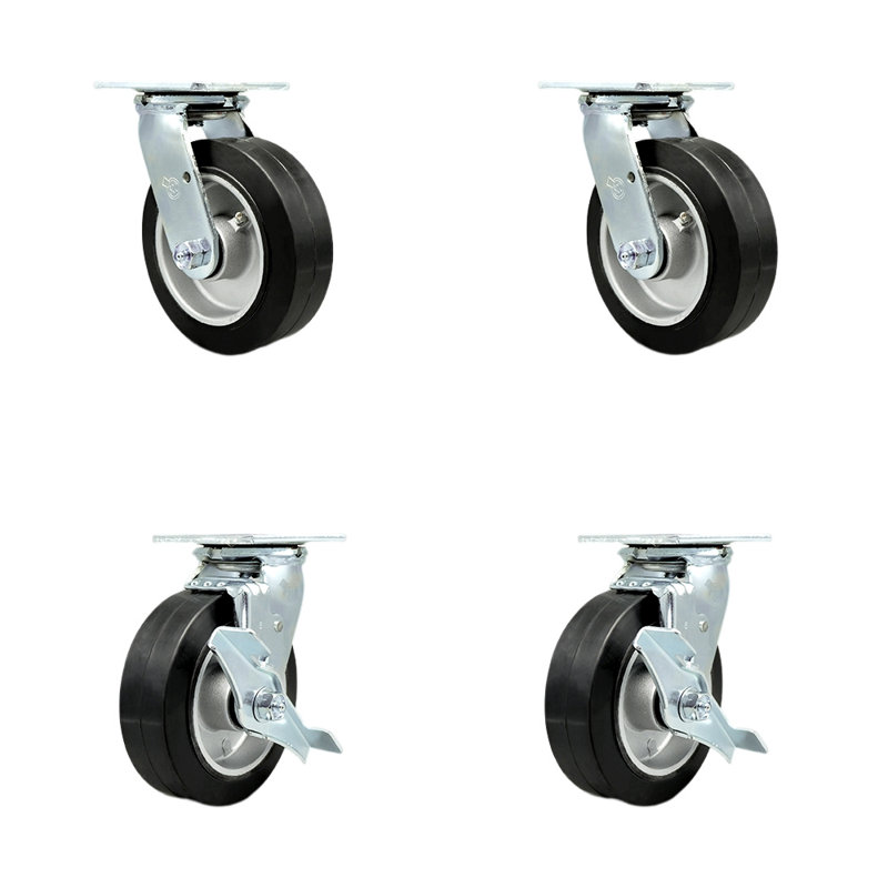 Ensemble de 4 roulettes en caoutchouc sur aluminium