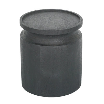 Table d'appoint cylindrique en bois noire D14x16 "