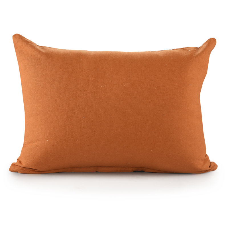 Sunniva Cinnamon Embroidered Cotton Rectangle Throw Pillow