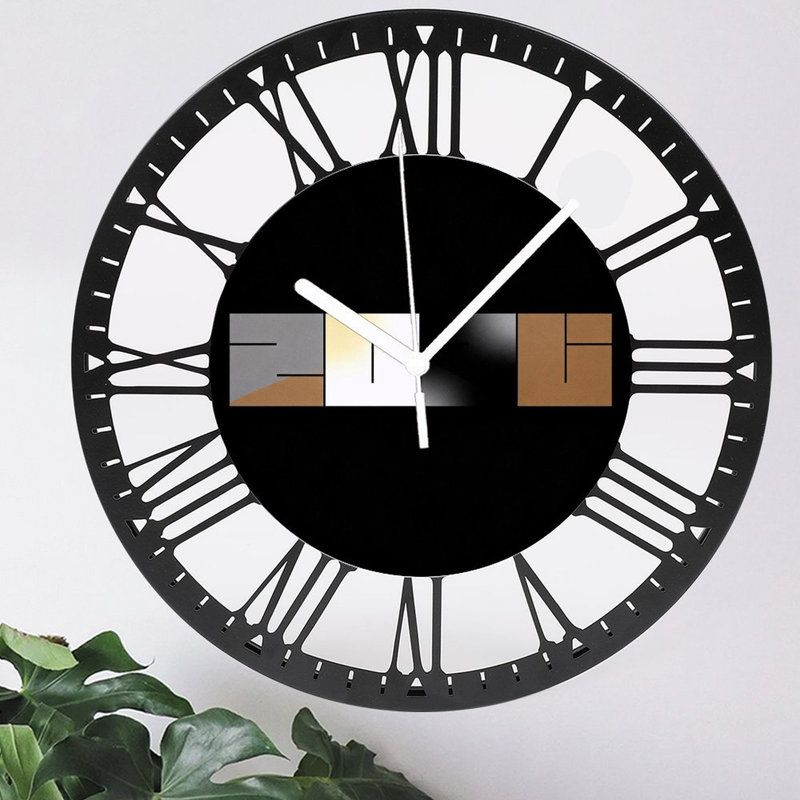 Horloge murale 10 po 2026 | Quartz silencieux, chiffres romains, imprimé UV, Gris / brun / dégradé