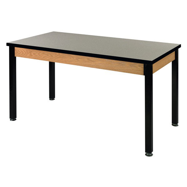 Table de classe fixe à hauteur fixe avec plateau en stratifié résistant aux produits chimiques de 48 po x 24 po, Noyer foncé