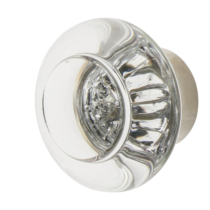 Round Clear Crystal 1 3/8" Cabinet Knob, Polished Nickel