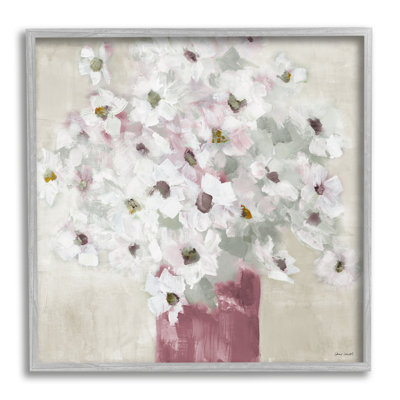Abstrait bouquet de marguerites blanches dans un vase rouge contemporain