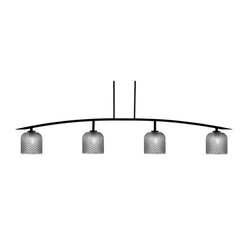 Barre d'éclairage 4 lumières kurve au fini noir mat avec verre texturé de 7 po, Noir / transparent