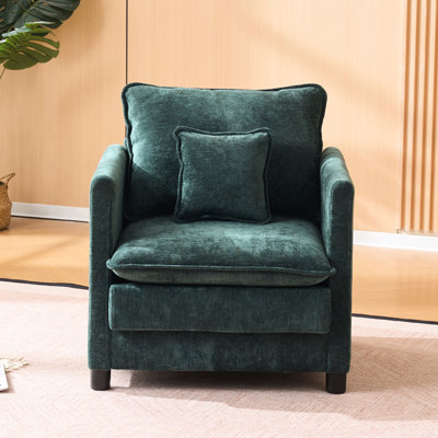 Fauteuil de détente foncé avec coussin rembourré épais et 3 coussins, confortable pour se détendre à la maison, solide construction de divers espaces intérieurs confort simple, lecture confortable pour regarder la télévision