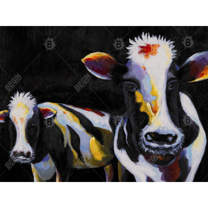 Two Funny Cows - Western Canvas Art for Home Decor
