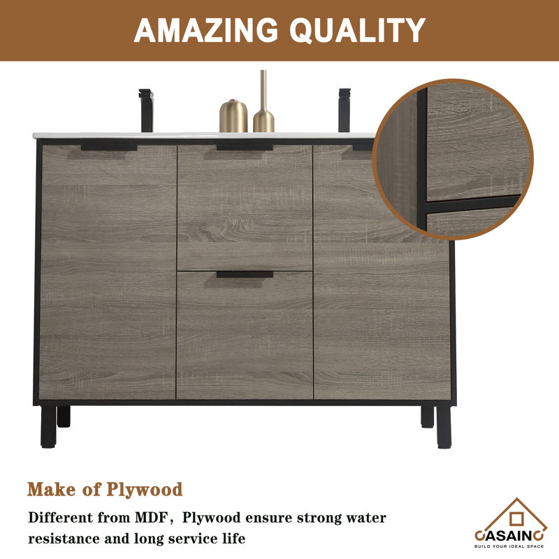 Ensemble de meuble-lavabo double 48 po Dajuon, Chêne