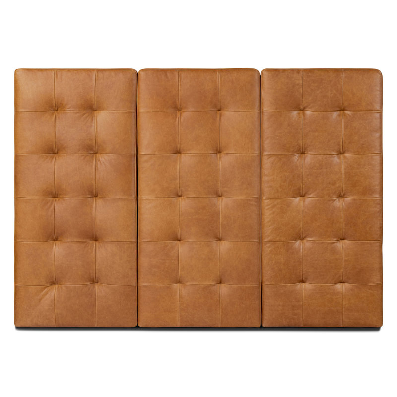 Tête de lit en cuir véritable Candi brun clair Candel, Grand
