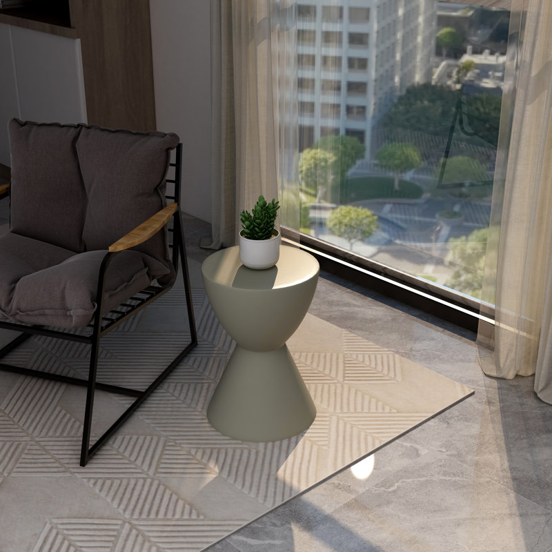 Table d'appoint en sablier de 14 po de large avec plateau rond Sherburn - table d'appoint intérieure / extérieure pour patio, salon ou chambre à coucher
