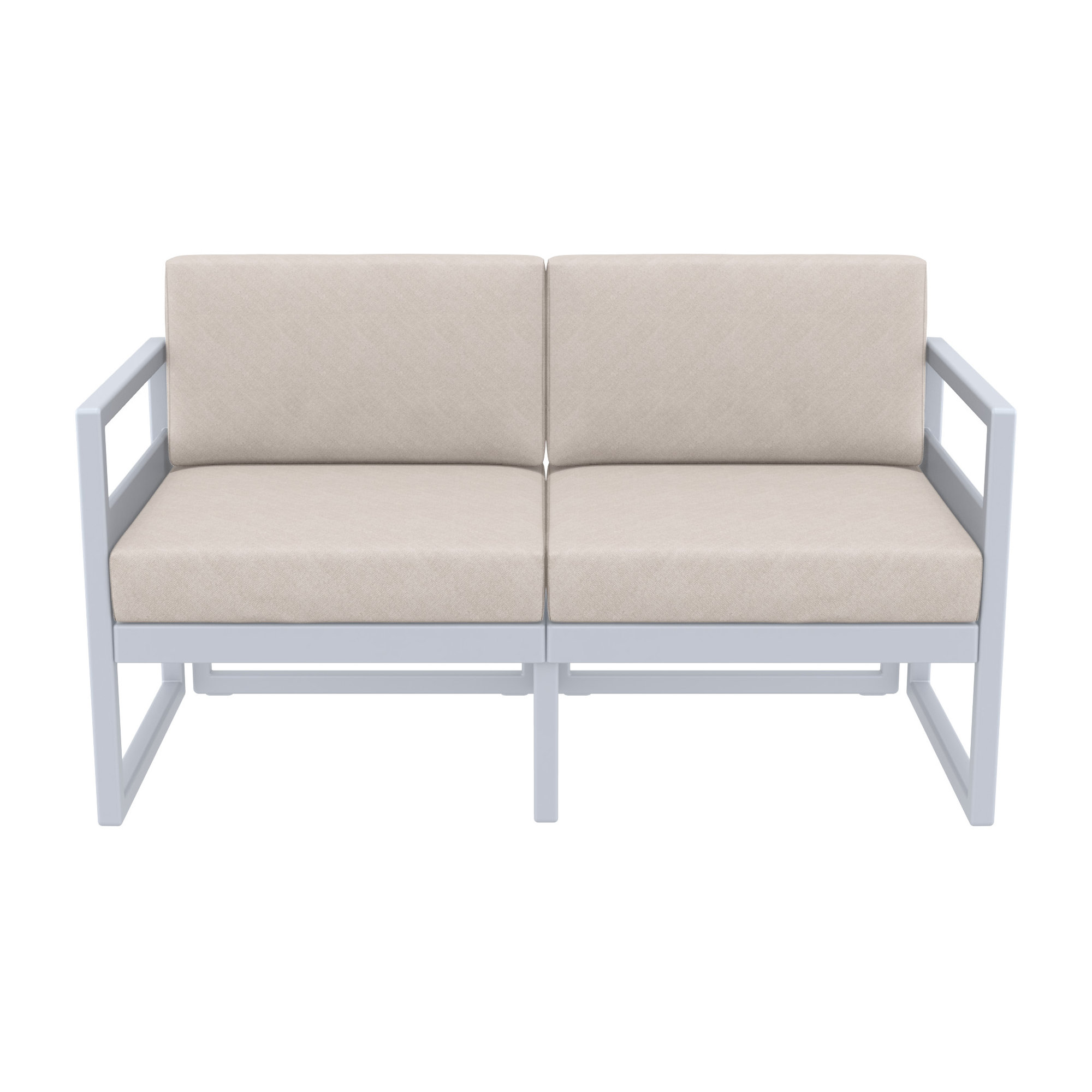 Lane 58'' Wide Straight Loveseat with Cushions, Silver/Gray, Canvas Flax Sunbrella® Canvas