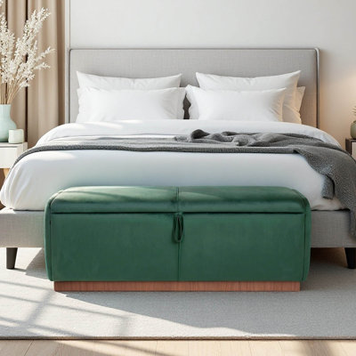 Banc de rangement rembourré en velours de 47,2 po