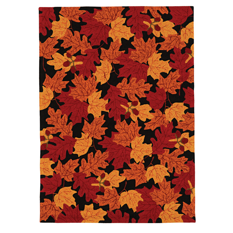Tapis noir / rouge / orange touffeté à la main Millbrook, Rectangle 8 pi x 10 pi