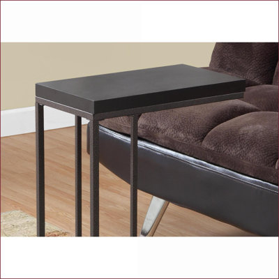 Table basse en forme de C compacte en stratifié brun Métal pour la vie Chambre à coucher, contemporain