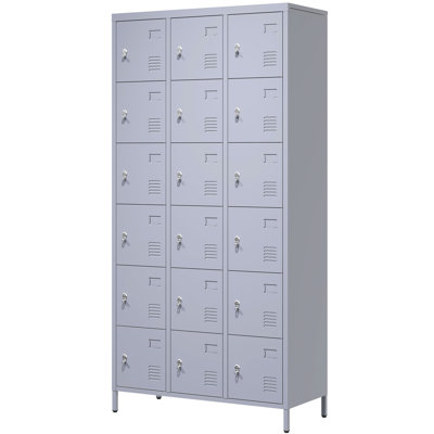 Casiers en métal de 72 po avec 18 portes - pour le rangement des chaussures à la maison, la salle de sport grise, la porte spacieuse et le bureau