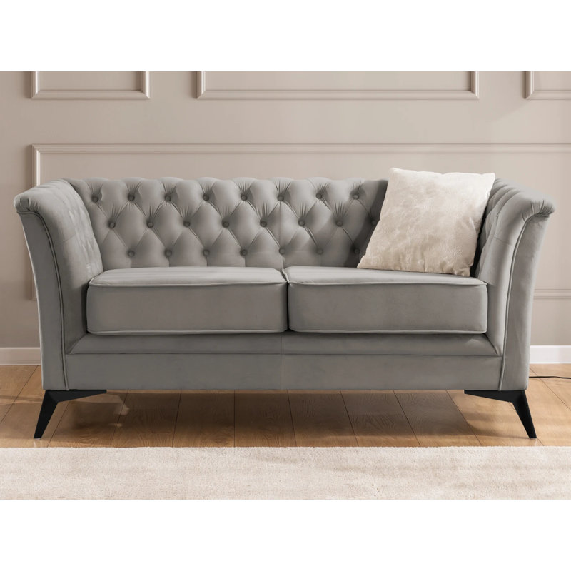 Whitby 3 - Piece Velvet Living Room Set, Grey, Black
