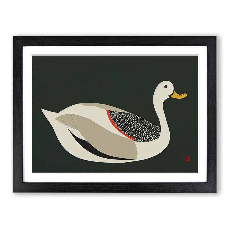 Eye Opening Duck Abstract - Single Picture Frame Painting, Black, 46cm H x 64cm W x 2cm D