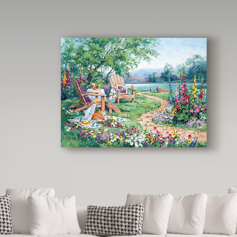 «Lakeside Af après-midi» par Barbara Mock, reproduction sur toile, H 18 po x l 24 po x P 2 po