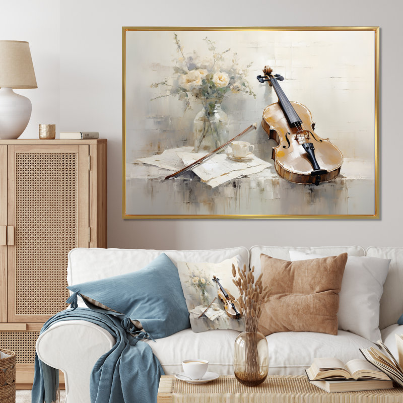 Clarinette classique taupe intemporel, H 34 po x l 44 po x P 1,5 po, Cadre flottant doré