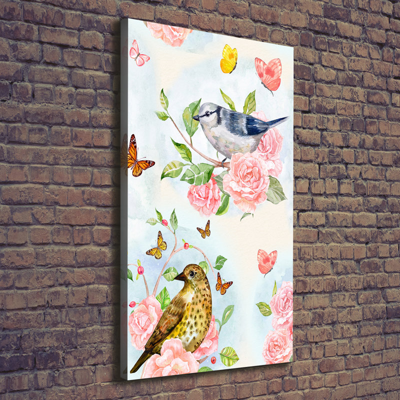 Birds, Butterflies And Roses - Wrapped Canvas Print