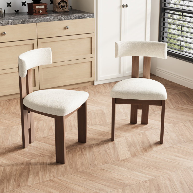 Modern Dining Chairs Not Assembled Need, Set Of 2, Beige With Brown Solid Wood Legs, 2