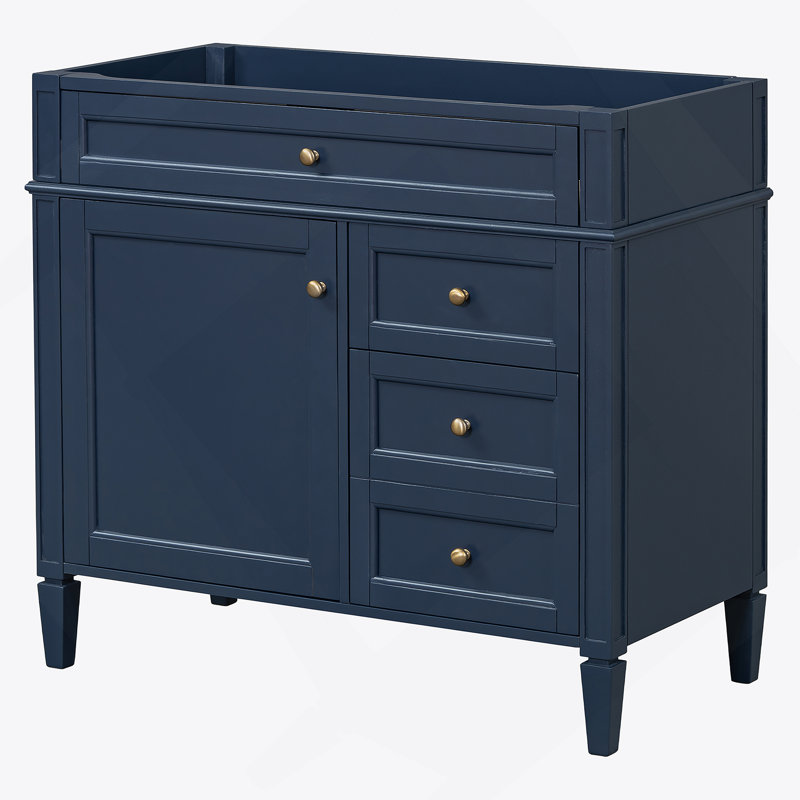 Meuble-lavabo de 36 po sans lavabo supérieur, armoire de rangement moderne avec 2 tiroirs et un tiroir basculant, structure en bois massif