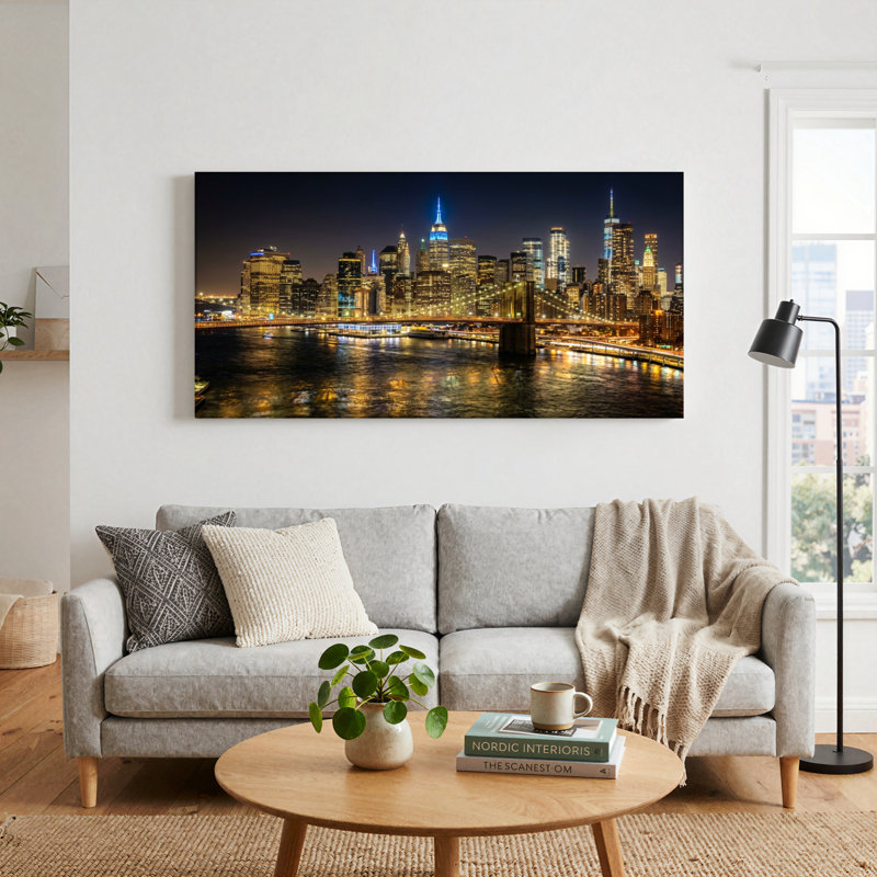 Ensemble de 1 tableau sur toile « Nuit en ville », 32“W x 16”H, Wrapped Canvas