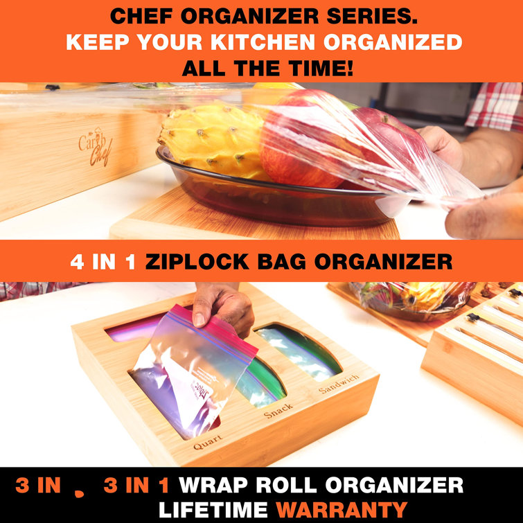 Plastic Bag Storage Organizer for Drawer, Bamboo Bag Organizer, Bag  Container Organizer, Baggie Organizer for Gallon, Quart, Sandwich, Snack  Bags, Compatibl…