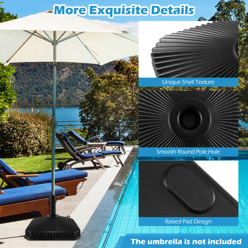 Base de parasol carrée 17,5 "avec réservoir rechargeable pour eau et sable pour piscine