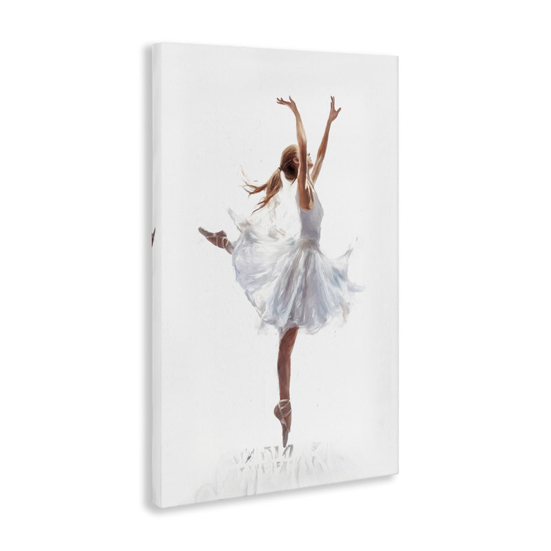 «Graceful Ballerina in White», art mural sur toile par Ramona Murdock, H 36 po x l 24 po