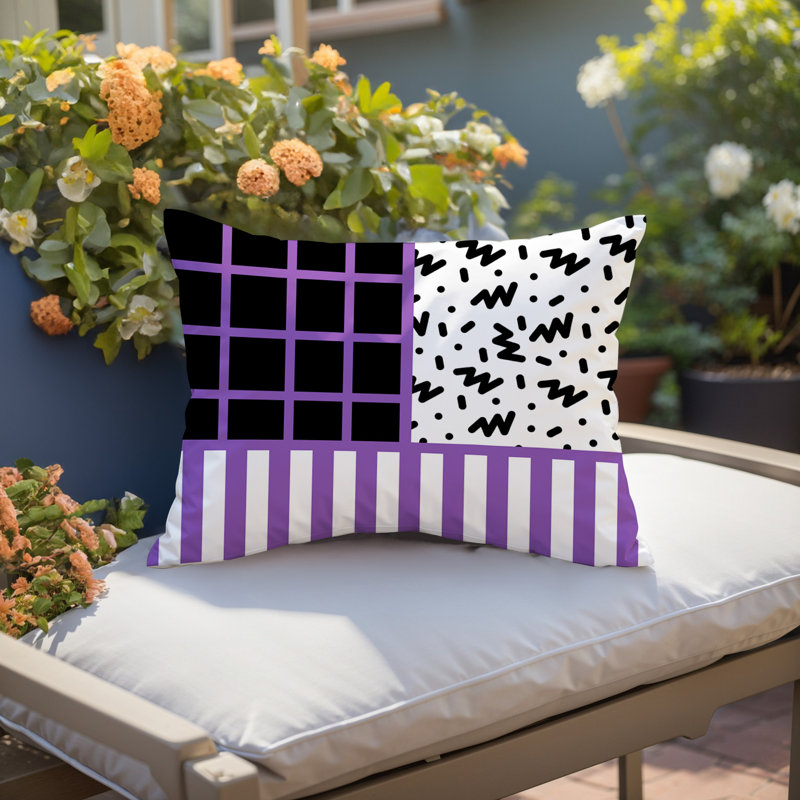 Oreiller rectangulaire réversible intérieur / extérieur Froza, Rectangulaire H 18 po x l 25 po, Mauve