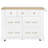 Kitchen Island With 6 Drawers, Pull Out Trash Can Storage, Rolling Kitchen Island On 5 Wheels With Drop Leaf, Power Outlet, 5 Open Side Racks-191099074