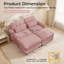 Canapé modulable 2 places en chenille à volants, style transitionnel, avec 2 poufs, dossier capitonné et accoudoirs arrondis, rose-57480926