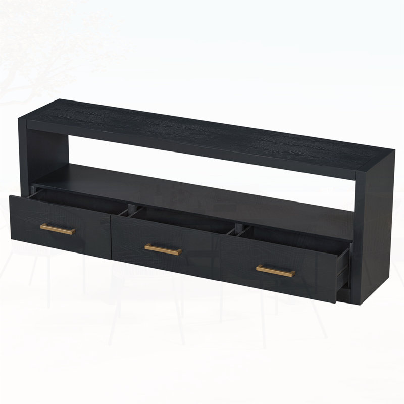 Classic Design with Three Drawers and Spacious Surface Console Table, Black