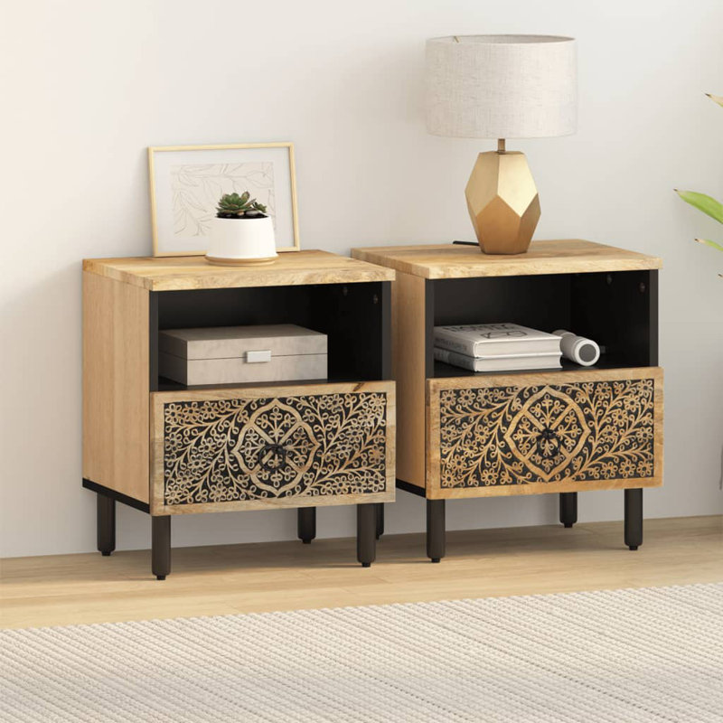 Chandrima 40cm W Iron Bedside Table