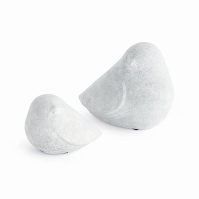 Whitewash Concrete Bird Garden Sculptures